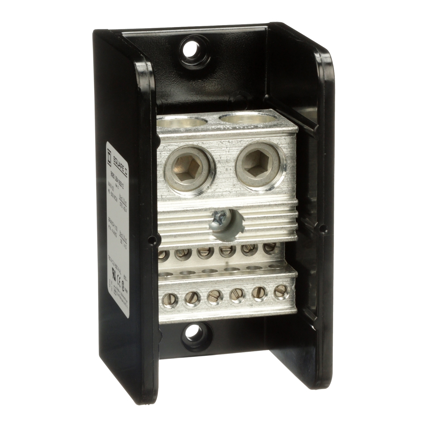9080LBA165212 Linergy Power Distribution Block, 600 V AC/DC, 620/760 A, 1 Poles, 14 to 4 AWG, 4 AWG to 500 kcmil Wire, Phenolic