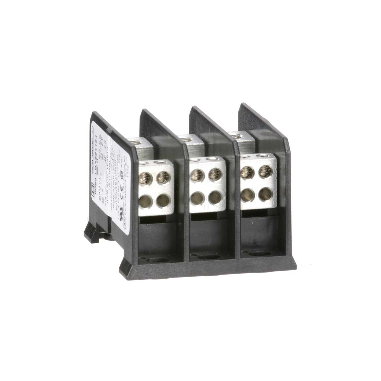 9080LBA361104 TeSys High Impact Miniature Multi-Pole Power Distribution Block, 600 V AC/DC, 90/115 A, 3 Poles, (1) 14 to 2 AWG/(4) 18 to 10 AWG Wire, Thermoplastic