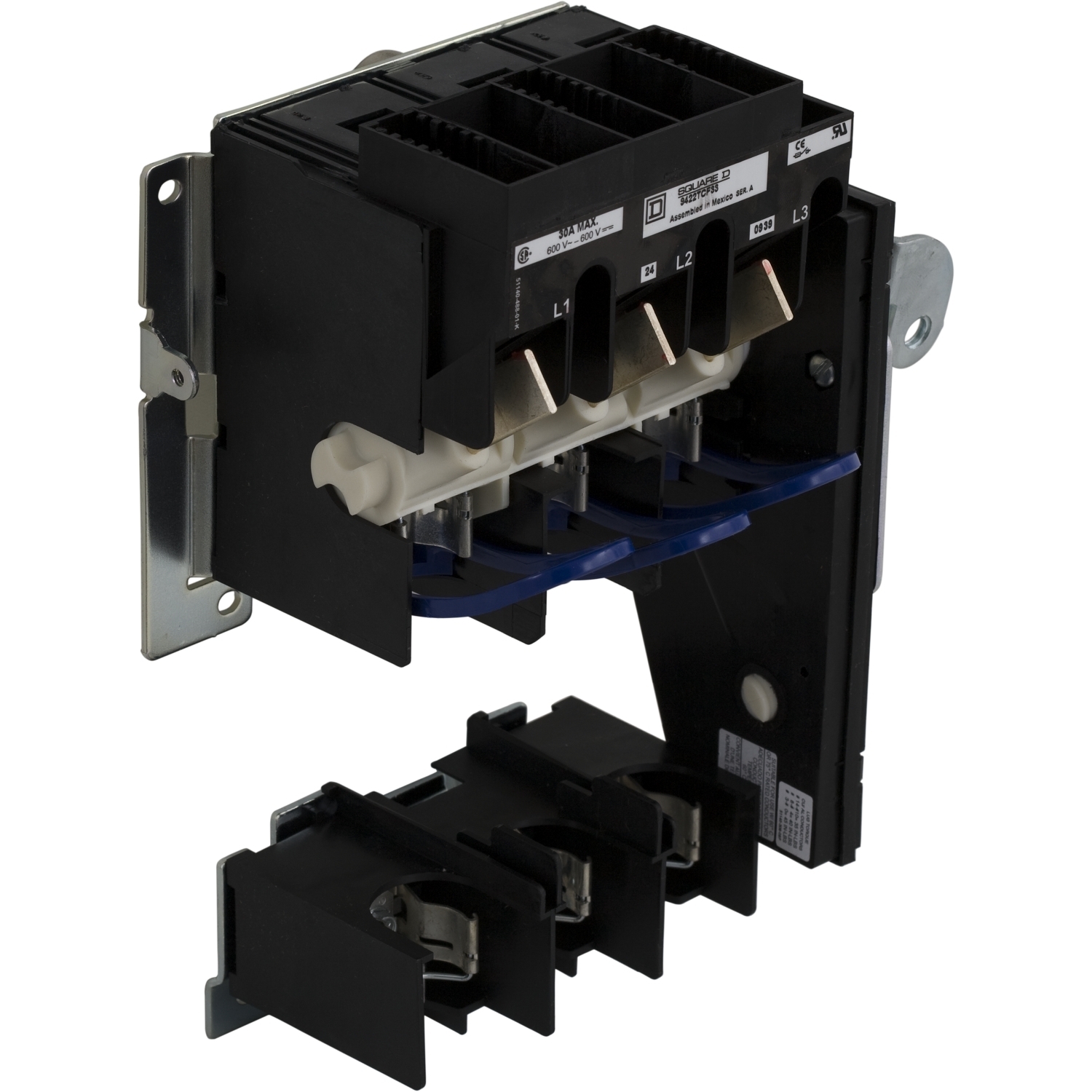 9422TCF33 Fixed/Variable Depth Fusible Disconnect Switch With 250/500 V AC, 30/60 A Fuse Clip, 250/600 V AC, 30/60 A, 20 hp, 3 Poles
