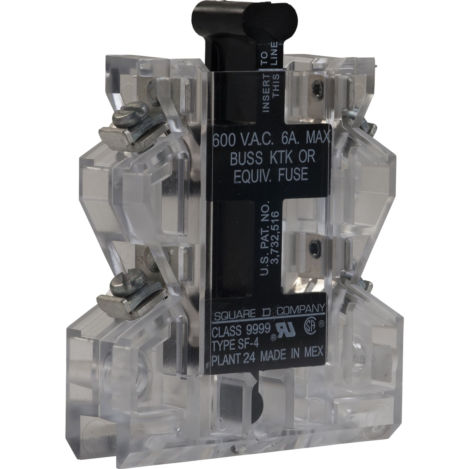 9999SF4 Fuse Holder Kit, For Use With Type S NEMA 0/1/2/3/4/5/6/7 2-Pole 600 V AC 6 A Side Mounting Starter and Contactor, 600 VAC Coil, Side Mount