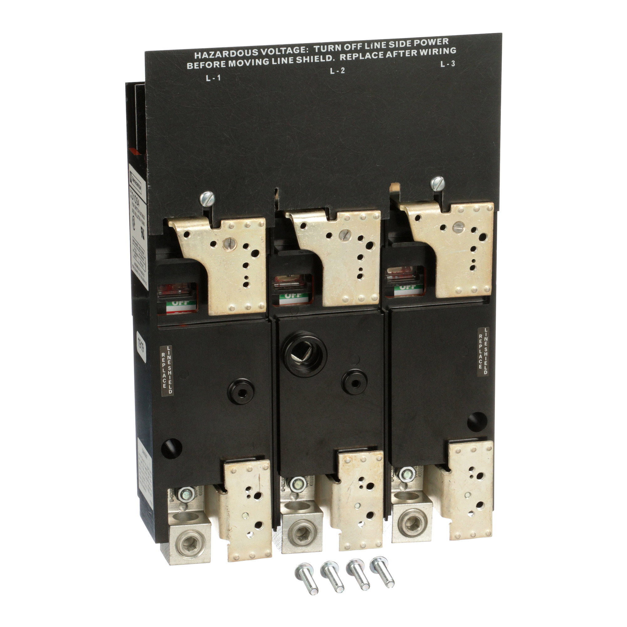 D10S4 Disconnect Switch With Visible ON/OFF Indicator, Auxiliary Contact, 600 V AC, 200 A, 25 hp, 50 hp, 100 hp, 3 Poles