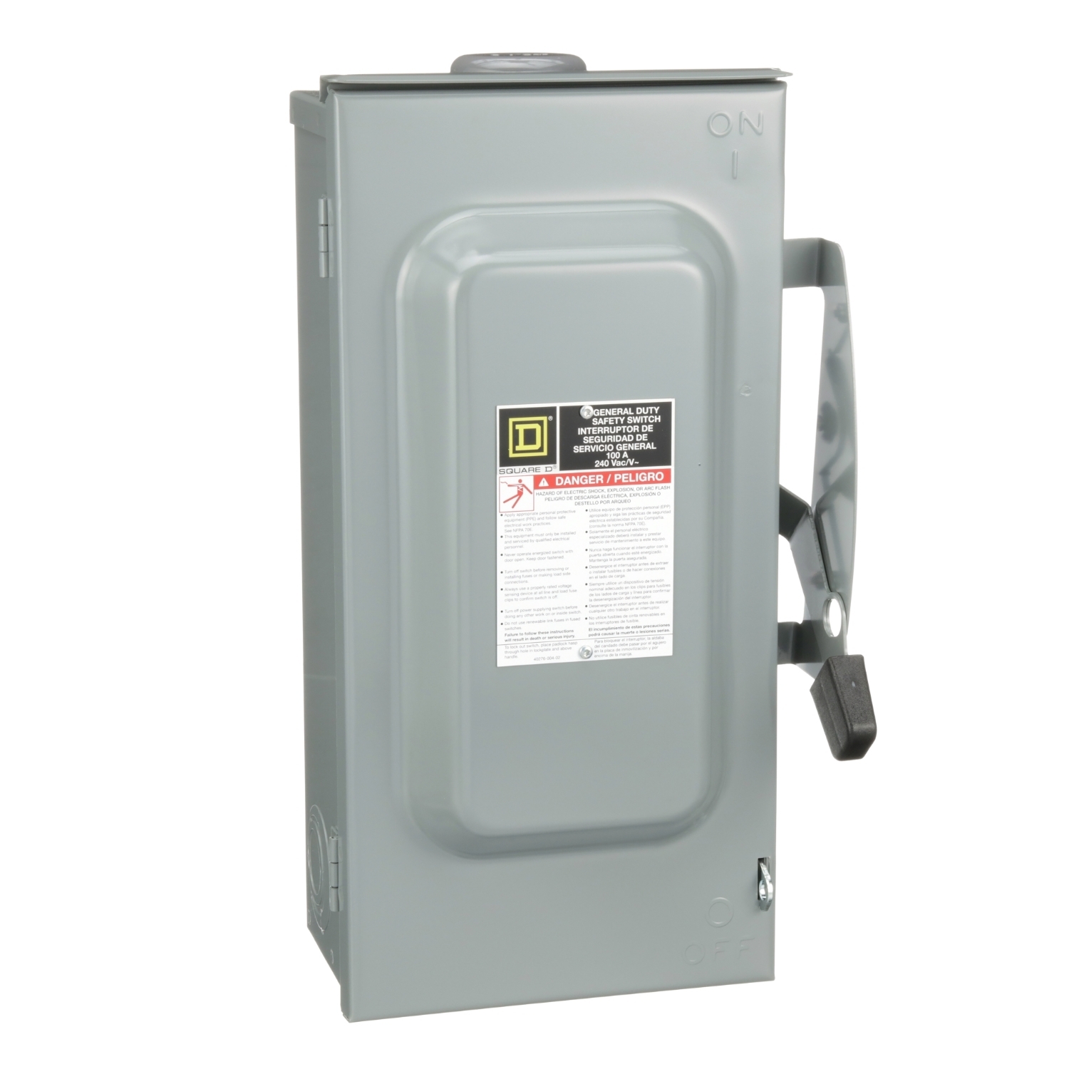 D223NRB F3 Series Fusible General Duty Iceproof Rainproof Safety Switch, 240 V AC, 100 A, 15 hp, 3PST Contact, 2 Poles