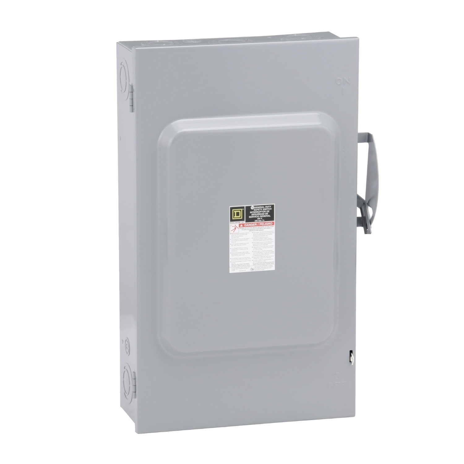 D224N F1 Series Enclosed Fusible General Duty Safety Switch, 240 V AC, 200 A, 15 to 60 hp, DPST Contact, 2 Poles