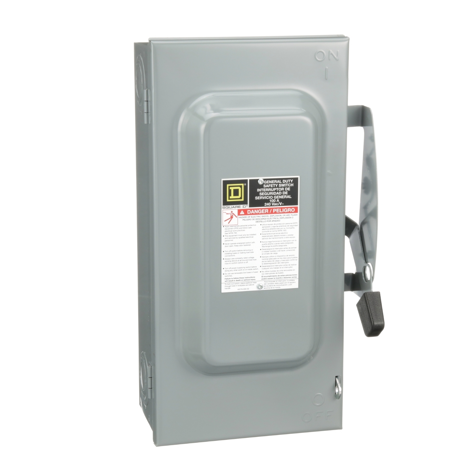 D323N F3 Fusible General Duty Safety Switch, 240 V AC, 100 A, 15 hp/30 hp, 3PST Contact, 3 Poles