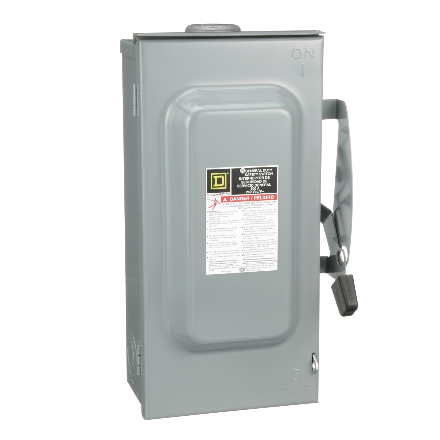 D323NRB F3 Enclosed Fusible General Duty Safety Switch, 240 V AC, 100 A, 15 hp/30 hp, 3PST Contact, 3 Poles