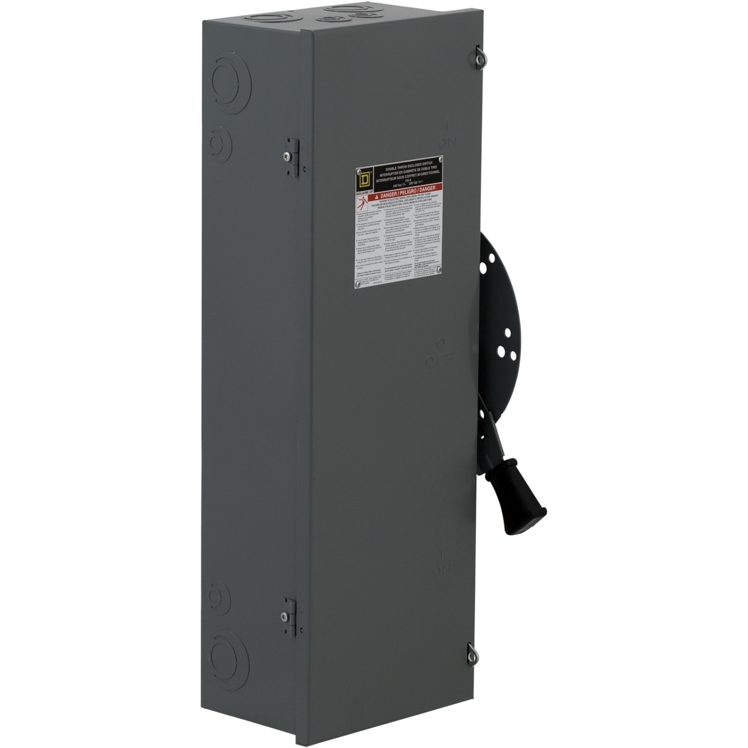 DT223 F5 Fusible Disconnect Safety Switch, 240 V AC/250 V DC, 100 A, 7-1/2 hp, 15 hp, 20 hp, 30 hp, 2 Form C DPDT Contact, 2 Poles