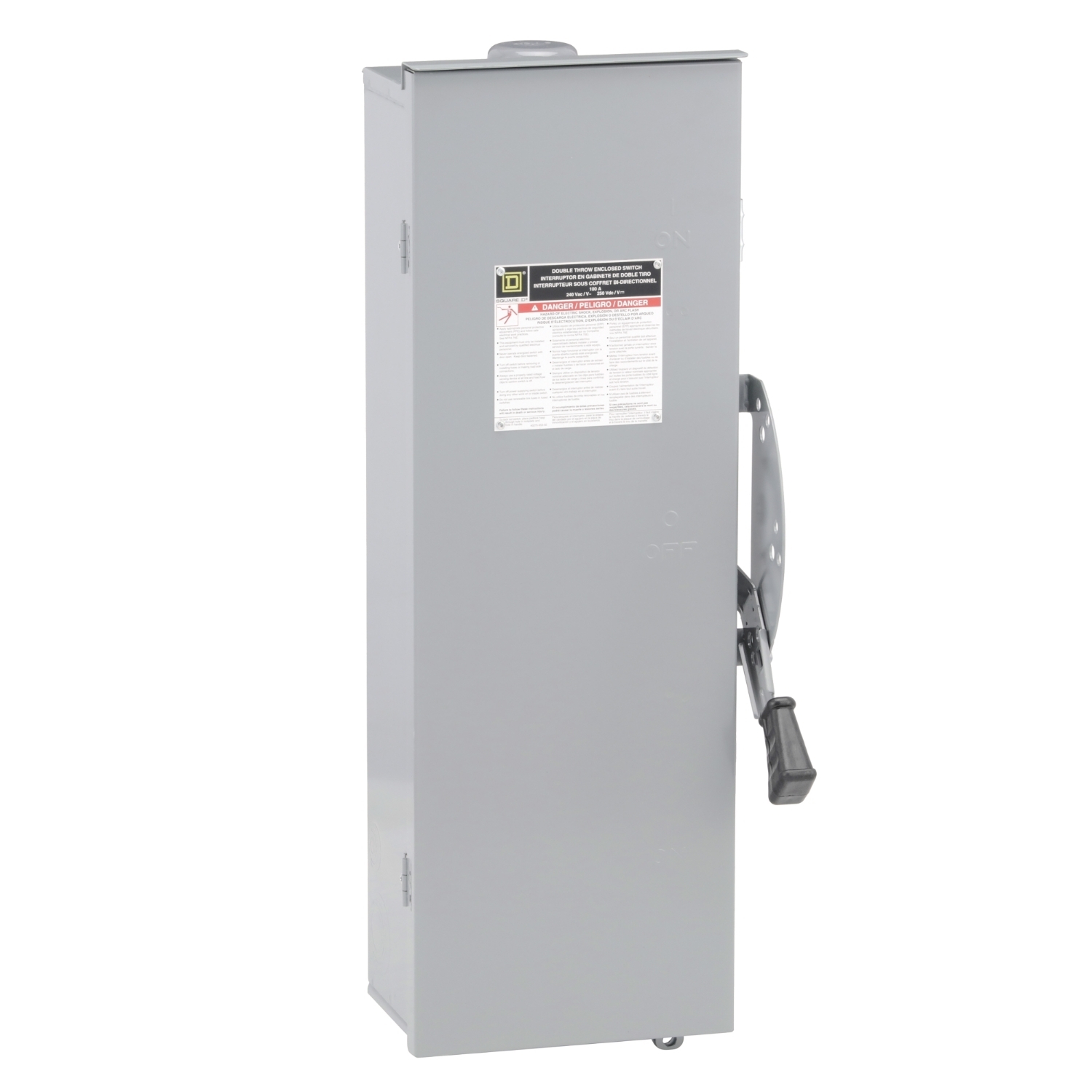 DTU223RB F5 Series Non-Fusible Iceproof Rainproof Sleetproof Safety Switch With Bolt-On Provision, 240 V AC/250 V DC, 100 A, 15 hp, 20 hp, 2 Form C DPDT Contact, 2 Poles