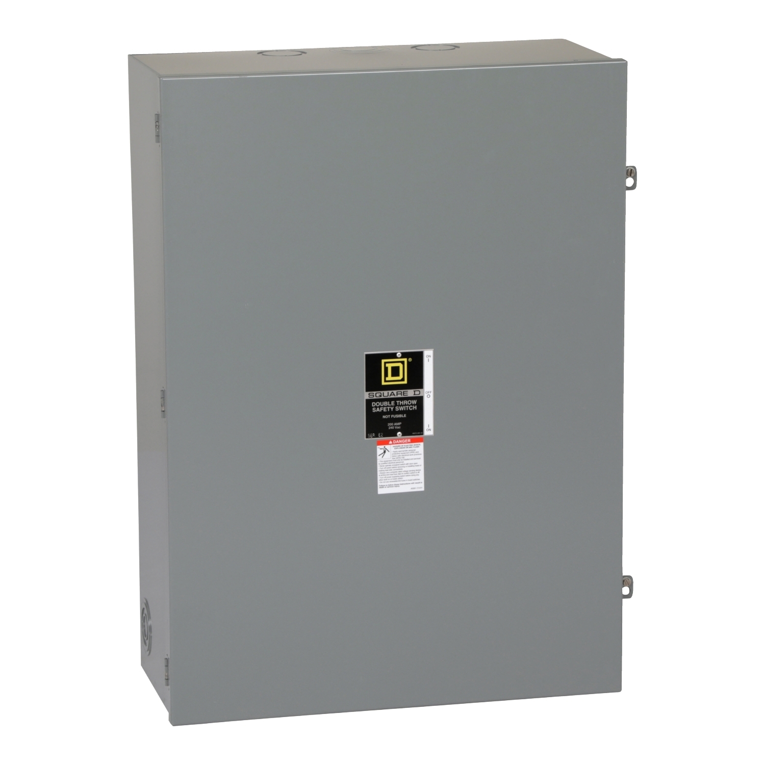 DTU324N E1 Non-Fusible Disconnect Safety Switch With Factory Installed Neutral, 240 V AC, 200 A, 15 hp, 3 Form C 3PDT Contact, 3 Poles