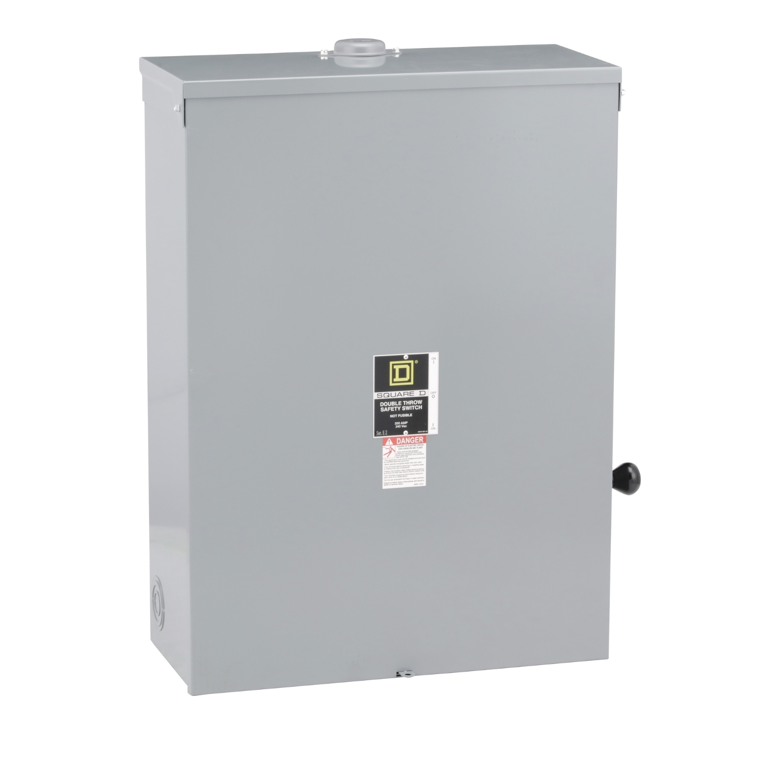 DTU324NRB E1 Series Non-Fusible Iceproof Rainproof Sleetproof Safety Switch With Bolt-On Factory Installed Neutral, 240 V AC/250 V DC, 200 A, 15 hp, 3 Form C 3PDT Contact, 3 Poles