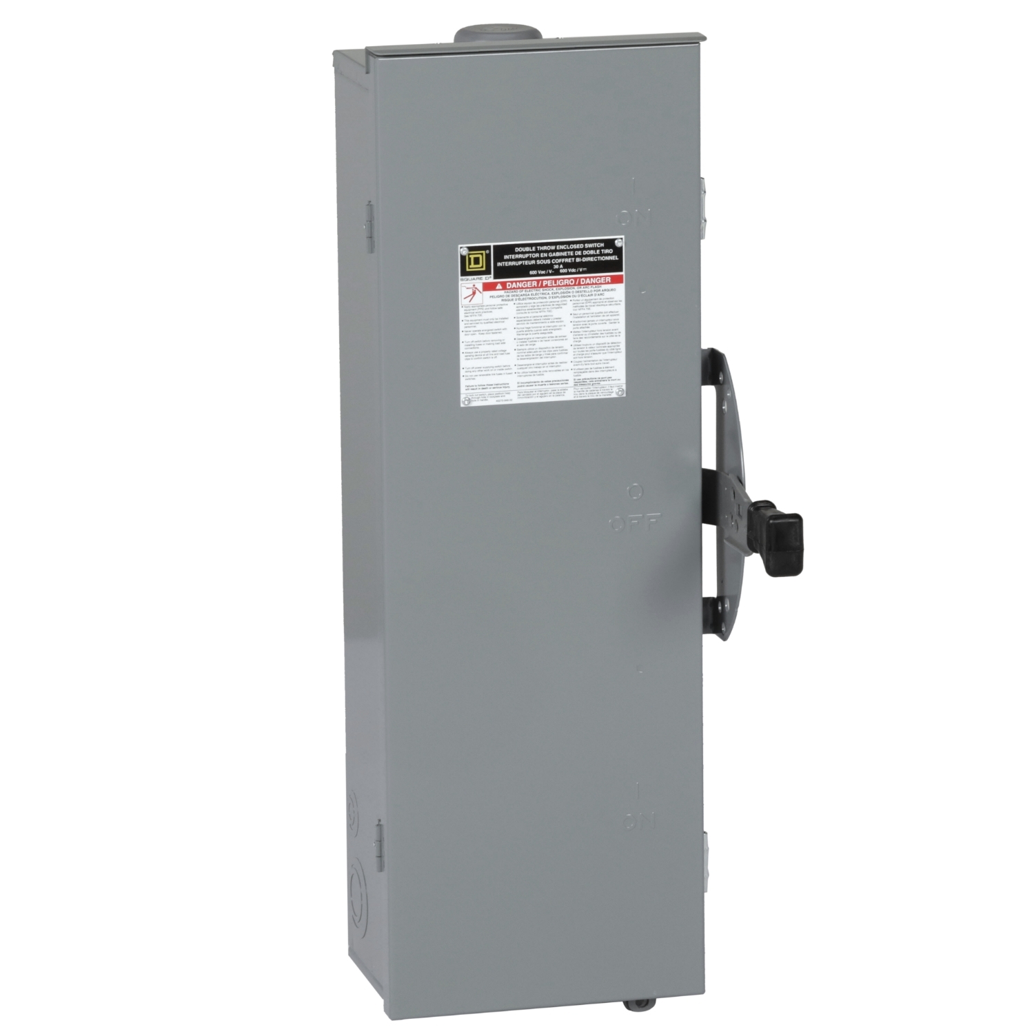 DTU361RB DT Series Double Throw Non-Fusible Iceproof Rainproof Sleetproof Safety Switch, 600 V AC/DC, 30 A, 10 hp, 15 hp, 30 hp, 3 Form C 3PDT Contact, 3 Poles