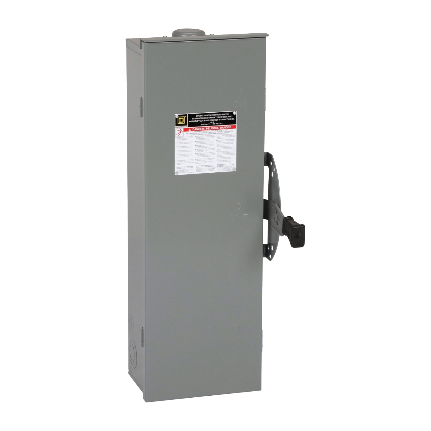 DTU363RB DT Series Double Throw Non-Fusible Iceproof Rainproof Sleetproof Safety Switch, 600 V AC/DC, 100 A, 40 hp, 100 hp, 3 Form C 3PDT Contact, 3 Poles