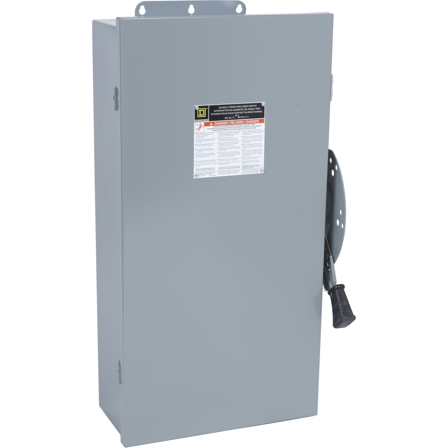 DTU662AWK F6 Dusttight Driptight Non-Fusible Disconnect Safety Switch, 600 V AC/DC, 60 A, 30 hp, 60 hp, 6 Form C 6PDT Contact, 6 Poles