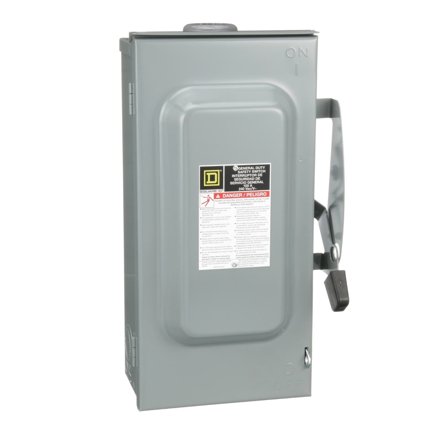 DU323RB F3 Series General Duty Non-Fusible Iceproof Rainproof Safety Switch, 240 V AC, 100 A, 30 hp, 3PST Contact, 3 Poles