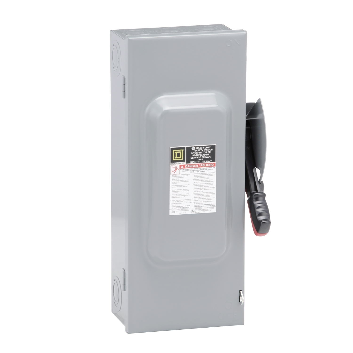 H323N Heavy Duty Fusible Safety Switch, 240/250 VAC/VDC, 100 A, 7-1/2 hp, 20 hp, 3PST Contact, 3 Poles