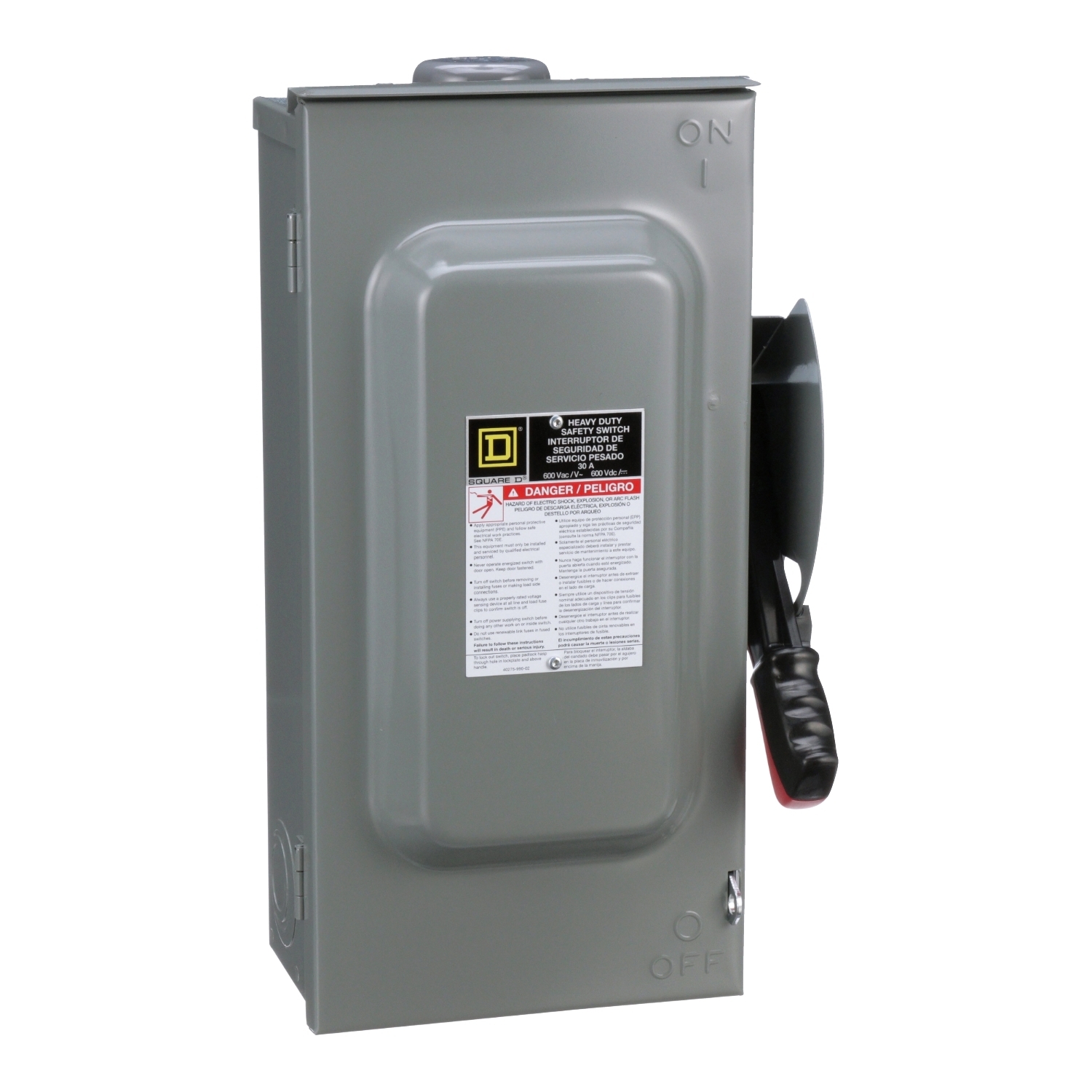 H3612RBGL F5 Fusible Rainproof Heavy Duty Safety Switch With Bolt-On Hub Provision, 600 VAC/VDC, 30 A, 20 hp at 600 VAC, 15 hp at 600 VDC, 3PST Contact, 3 Poles