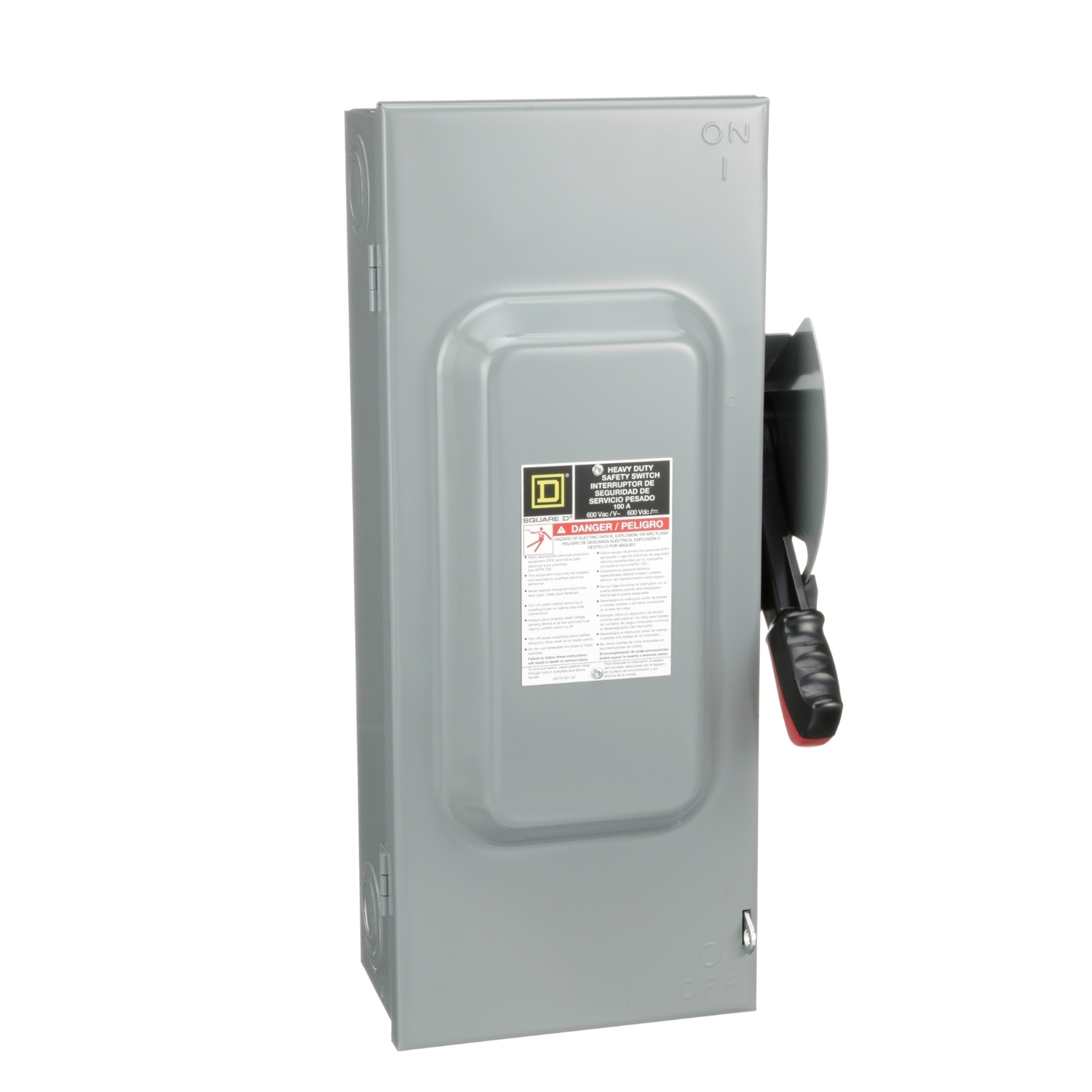 H363N Heavy Duty Fusible Safety Switch With Factory Installed Neutral, 600 VAC/VDC, 100 A, 30 hp, 50 hp, 3PST Contact, 3 Poles