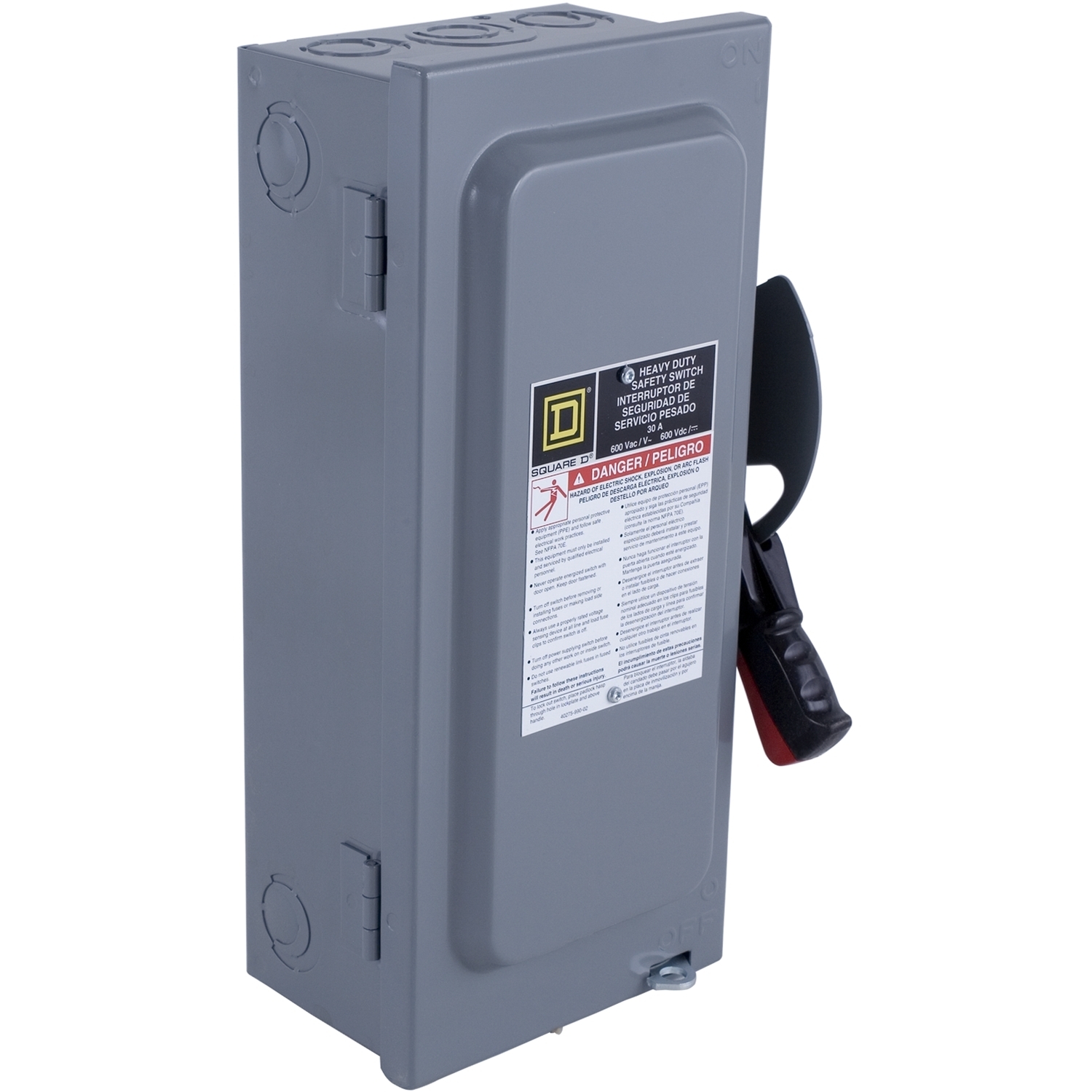 H463 F5 Fusible General Purpose Heavy Duty Safety Switch, 600 V AC/DC, 100 A, 50 hp at 600 VAC 2-Phase, 75 hp at 600 VAC 3-Phase, 30 hp at 600 VDC, 4 Poles
