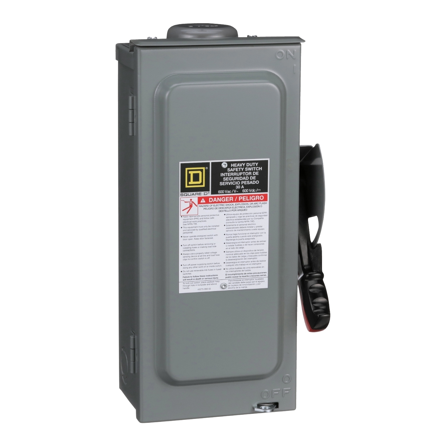 HU361NRB F5 Iceproof Non-Fusible Rainproof Single Throw Sleetproof Heavy Duty Safety Switch With Factory Installed Neutral, Bolt-On Hub Provision, 600 VAC/VDC, 30 A, 10 hp, 15 hp, 30 hp, 3PST Contact, 3 Poles
