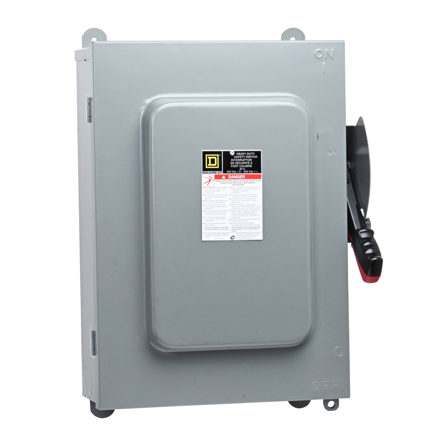 HU461AWK F6 Dust/Driptight Iceproof Non-Fusible Rainproof Sleetproof Heavy Duty Safety Switch, 600 V AC/DC, 30 A, 15 hp, 25 hp, 30 hp, 4 Poles