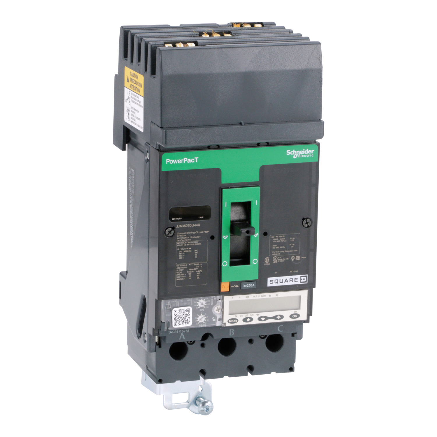 JJA36250U44X Molded Case Circuit Breaker, 250 Amp, 3 Pole, 600V