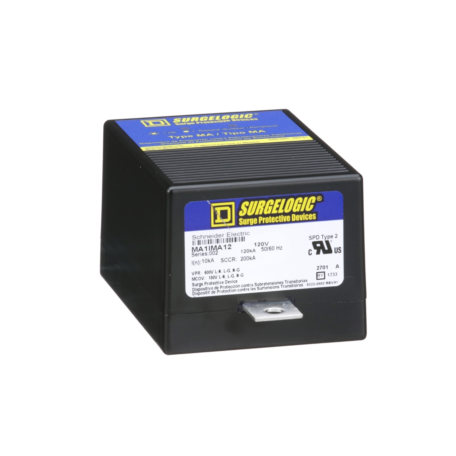 MA1IMA12 Surgelogic SPD Type 2 Surge Protection Module, 120/240 V AC, 47 to 63 Hz, 1 Pole, 200 kA SCCR, 1 Phase