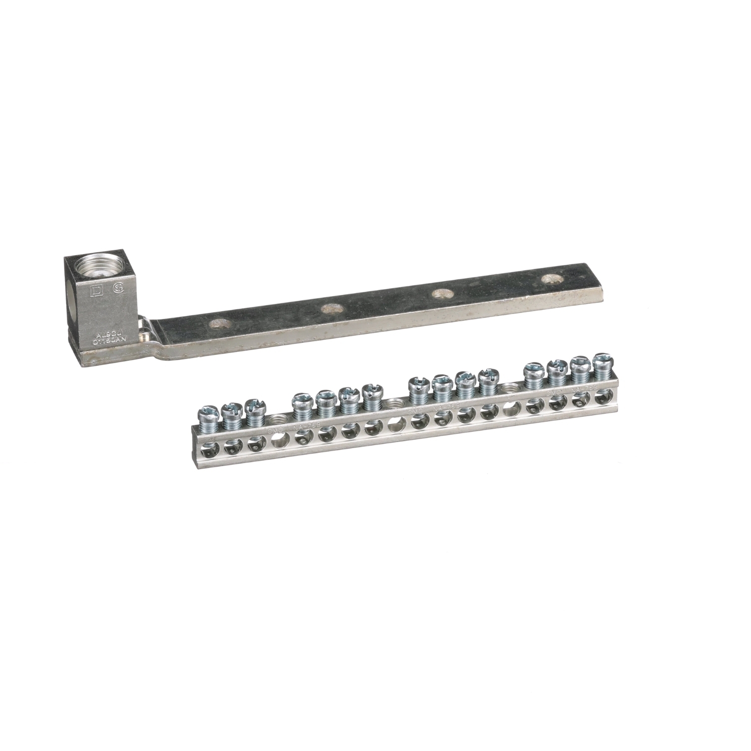 PK15GTAL Equipment Ground Bar Assembly, 8.13 in L, 14 to 4 AWG, 1 to 4/0 AWG, 15 Terminals, For Use With QO Load Center and Type PK Circuit Breaker
