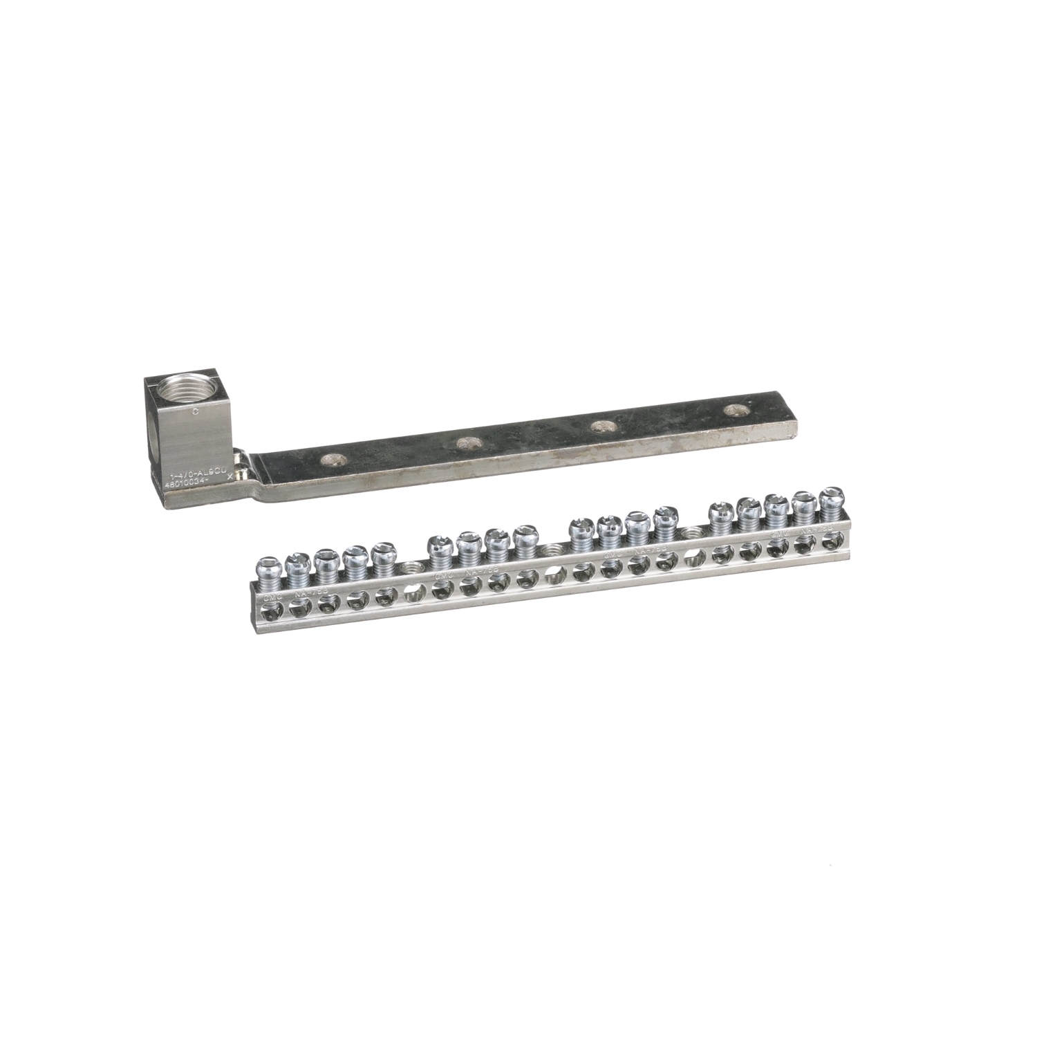 PK18GTAL Ground Bar Assembly, 15.9 in L, 1 to 4/0 AWG Aluminum/Copper Conductor, 18 Terminals, For Use With QO Load Center and Type PK Circuit Breaker