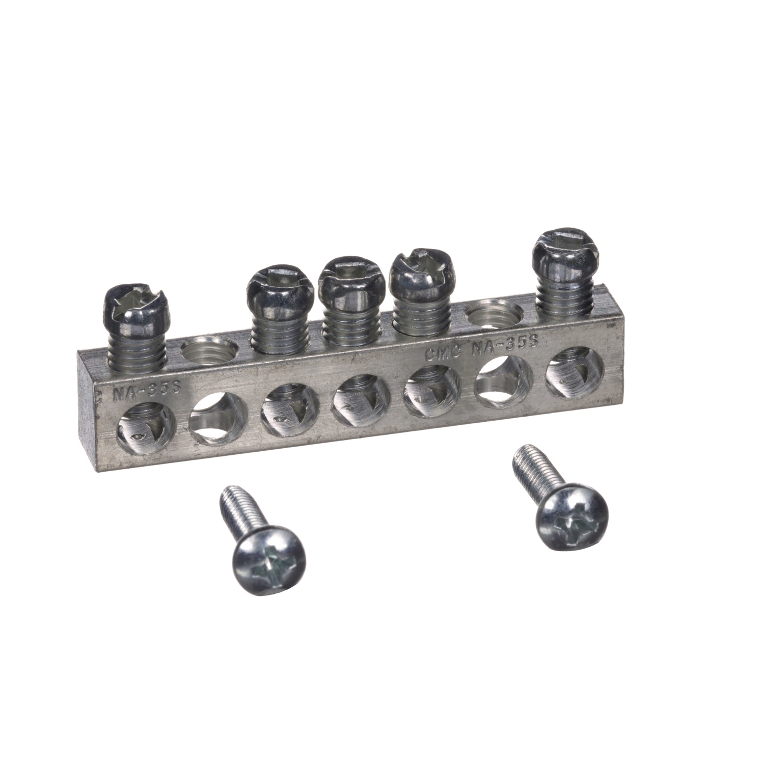 PK5GTA Surface Mount Ground Bar Assembly, 2-1/4 in L, 14 to 4 AWG Aluminum/Copper Conductor, 5 Terminals, For Use With QO Load Center