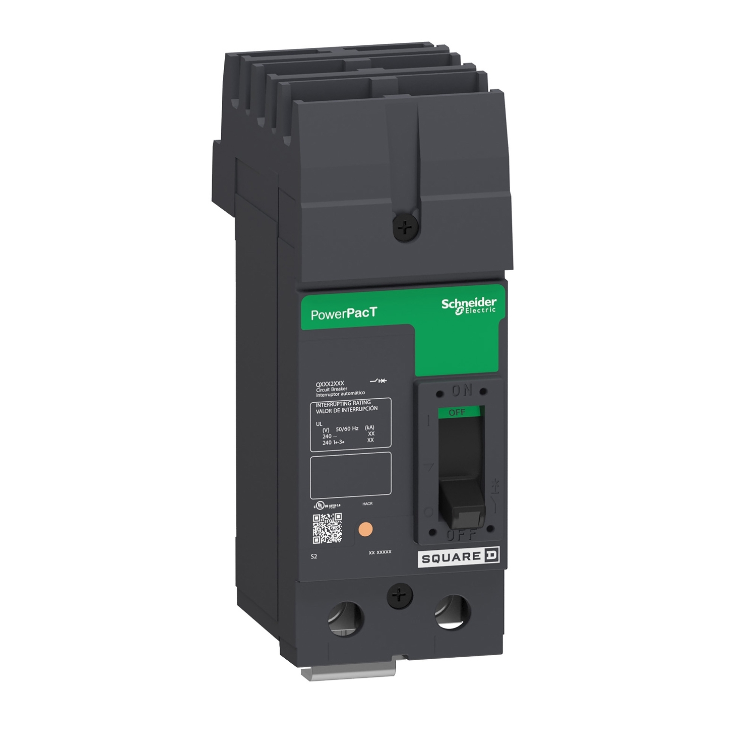 QBA221252 Molded Case Circuit Breaker, 125 Amp, 2 Pole, 240V
