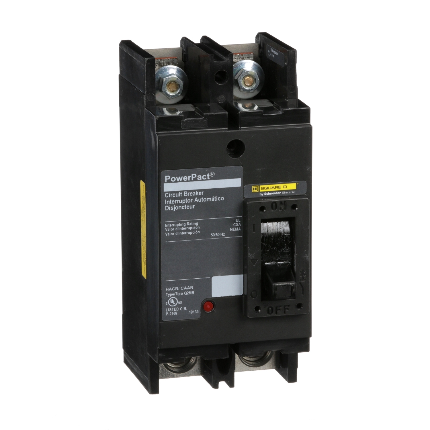 QGP22125TM PowerPact MasterPact Molded Case Circuit Breaker, 240 V AC, 125 A, 65 kA Interrupt, 2 Poles, Thermal Magnetic Trip
