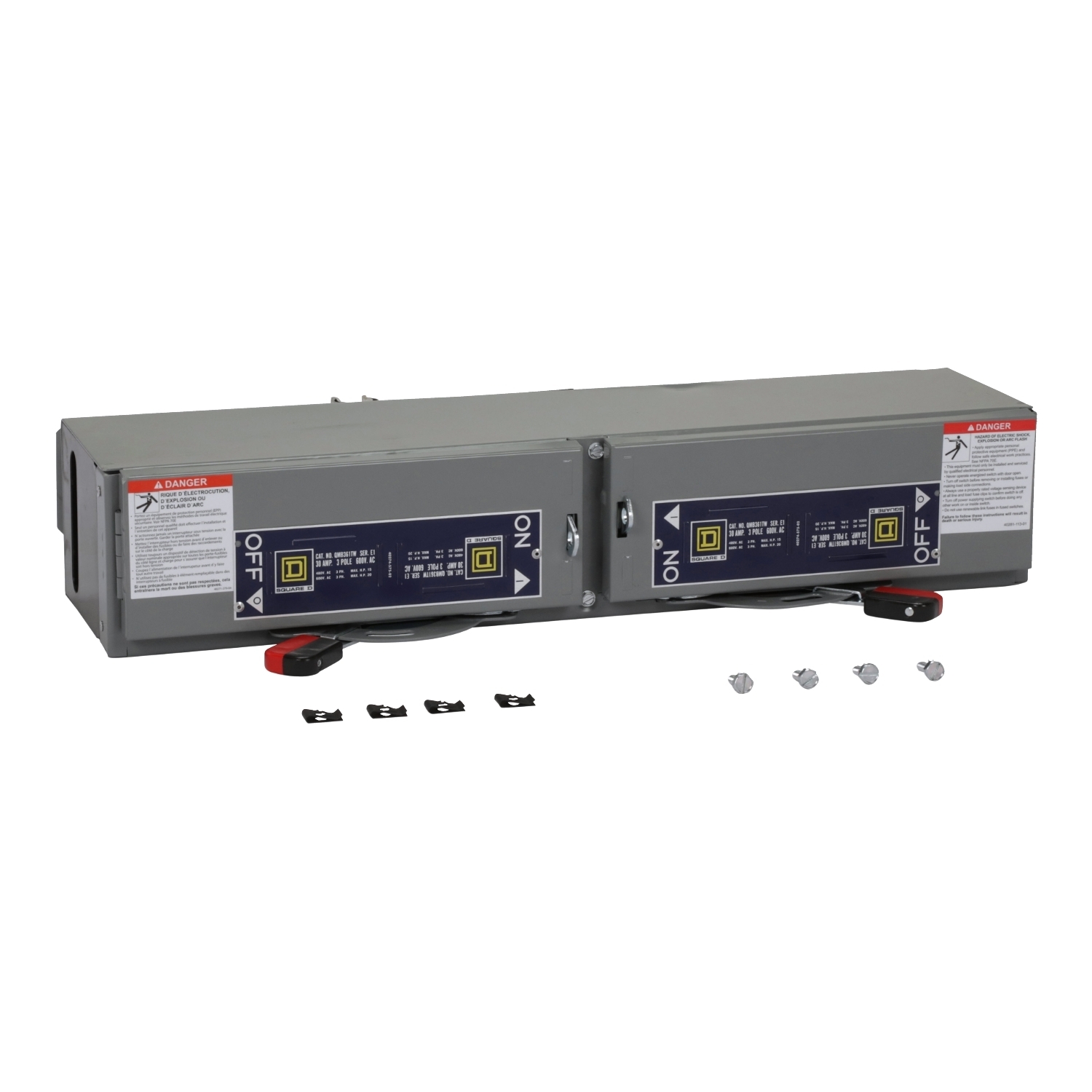 QMB361TW Fusible Twin Branch Switch Unit, 600 VAC, 30 A, 20 hp Power Rating, 3 Poles, 200 kA Interrupt