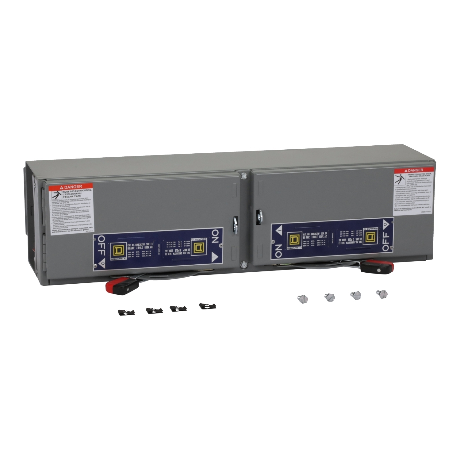 QMB362TW Fusible Twin Branch Switch Unit, 600 VAC, 60 A, 50 hp Power Rating, 3 Poles, 200 kA Interrupt