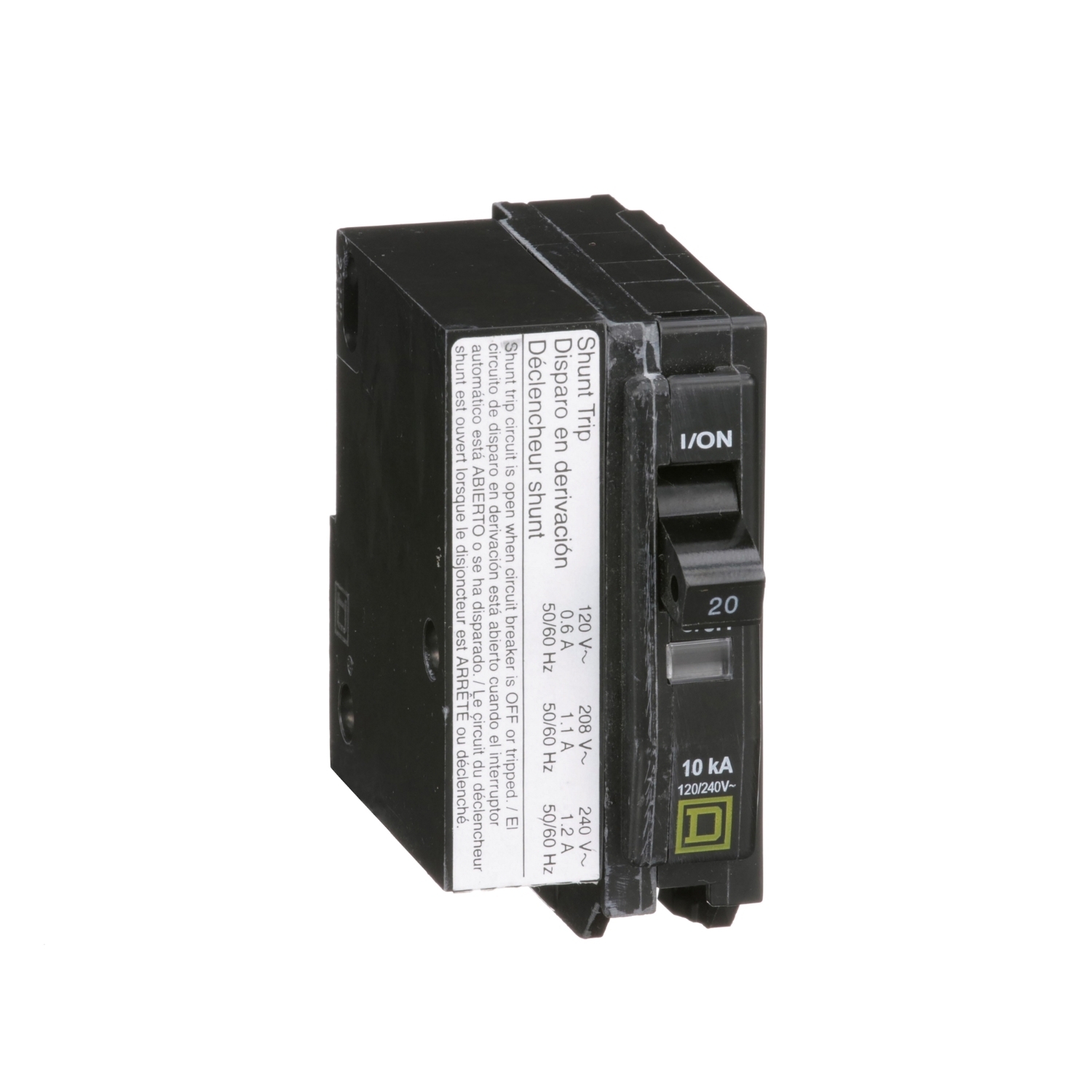 QO1201021 Standard Miniature Circuit Breaker, 120/240 V AC, 20 A, 10 kA Interrupt, 1 Poles, Thermal Magnetic Trip