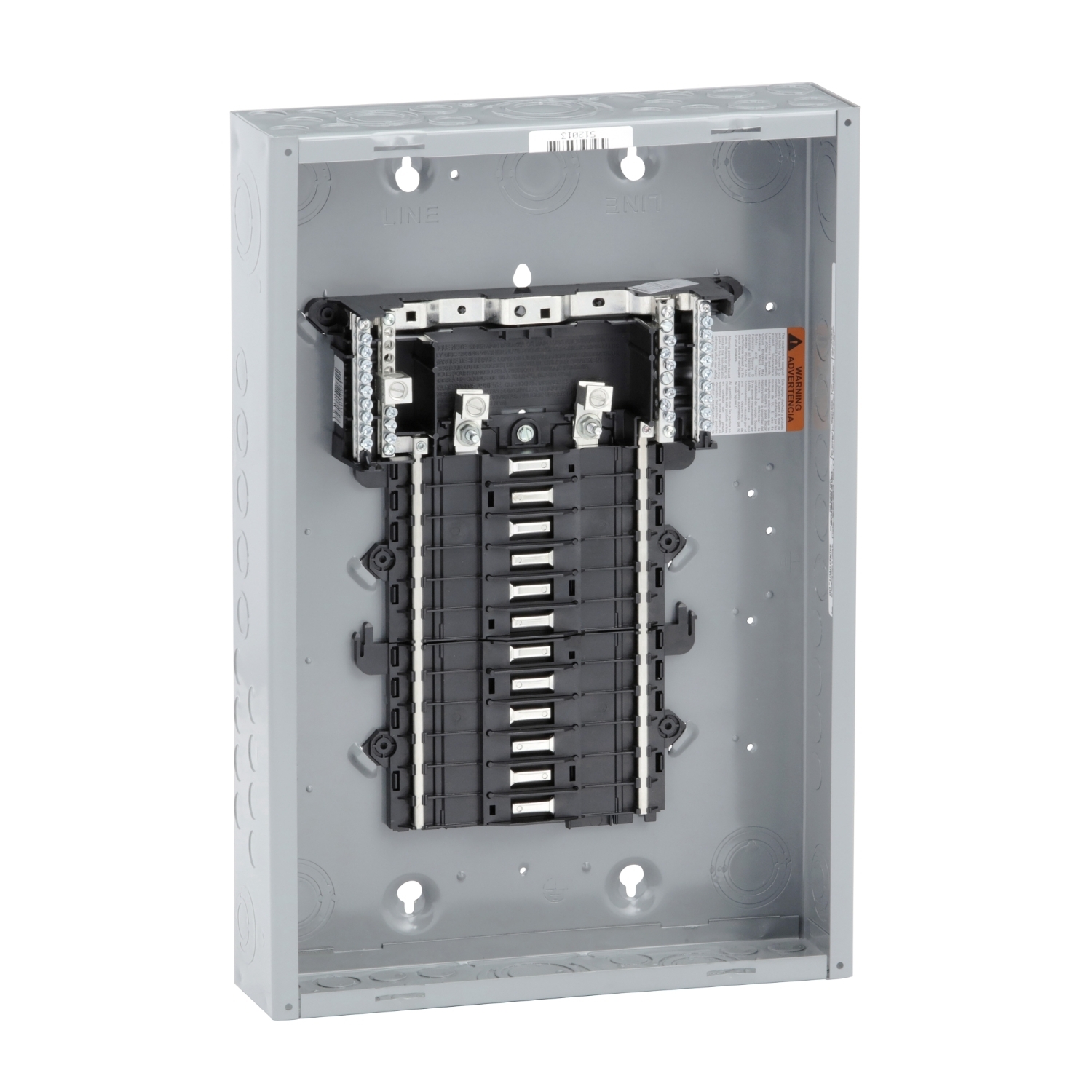 QO124L125PG 1-Phase Convertible Neutral Main Lug Load Center, 120/240 V AC, 125 A, 1 Poles, 65 kA Interrupt