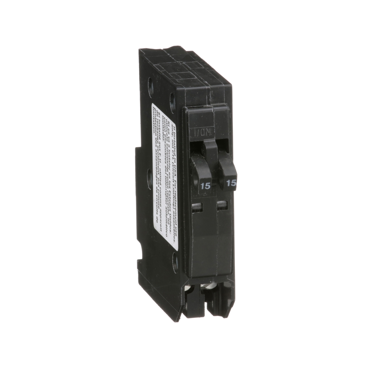 QO1515 Tandem Miniature Circuit Breaker, 120/240 V AC, 15 A, 10 kA Interrupt, 1 Pole, Thermal Magnetic Trip