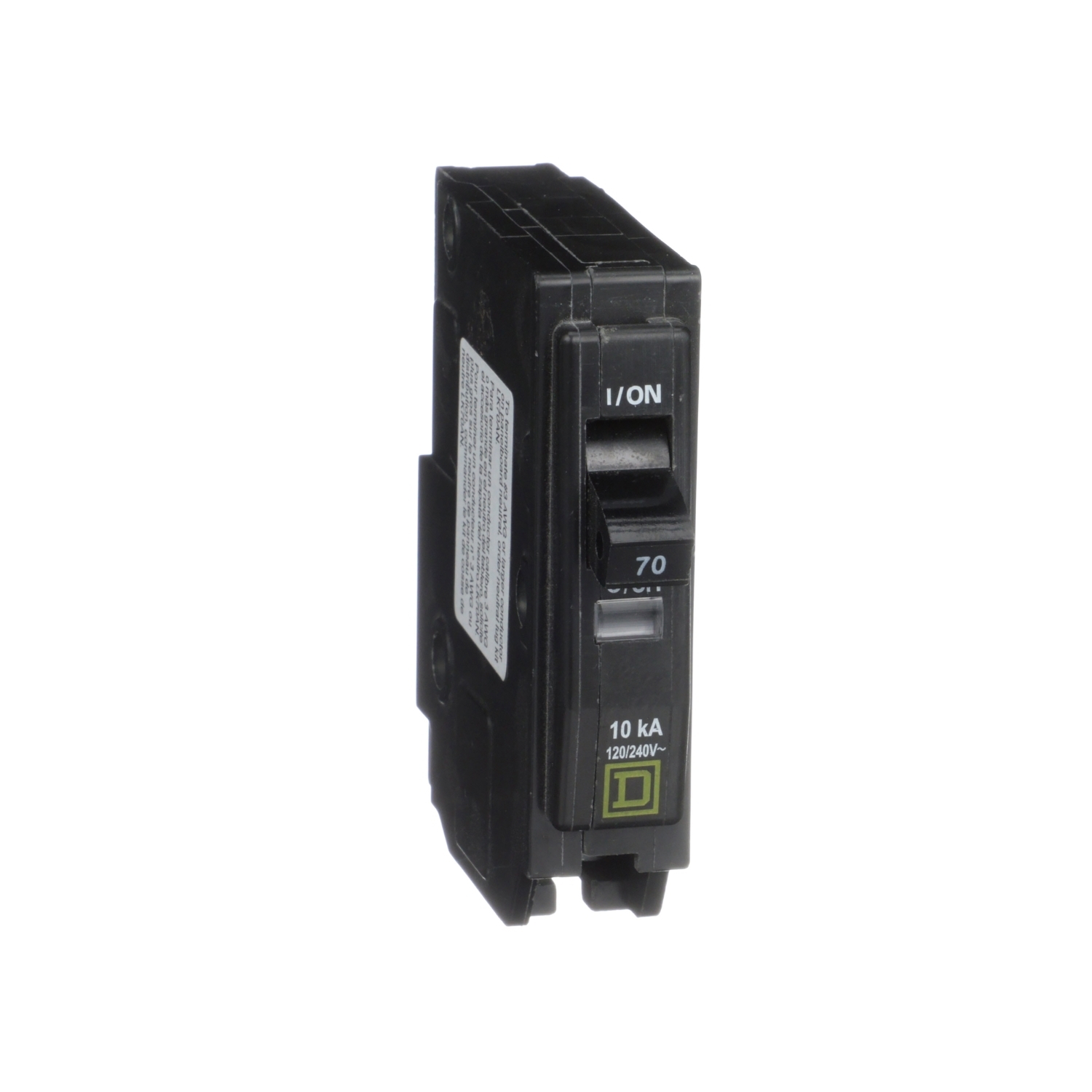 QO170 Type QO Standard Miniature Circuit Breaker, 120/240 V AC, 70 A, 10 kA Interrupt, 1 Pole, Thermal Magnetic Trip