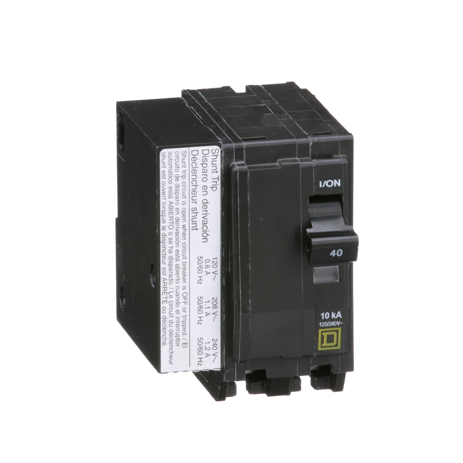 QO2401021 Standard Miniature Circuit Breaker, 120/240 V AC, 40 A, 10 kA Interrupt, 2 Poles, Thermal Magnetic Trip