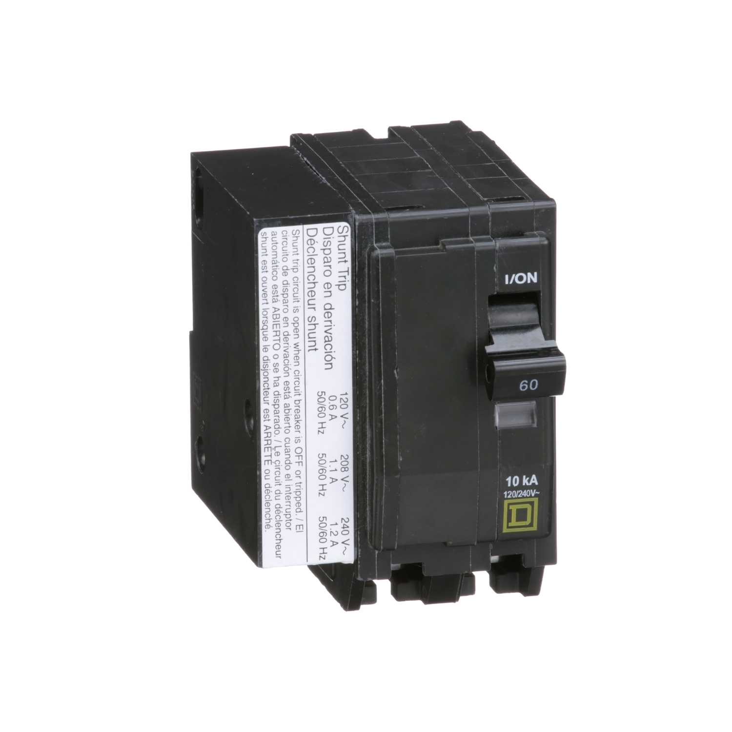 QO2601021 Standard Miniature Circuit Breaker, 120/240 V AC, 60 A, 10 kA Interrupt, 2 Poles, Thermal Magnetic Trip
