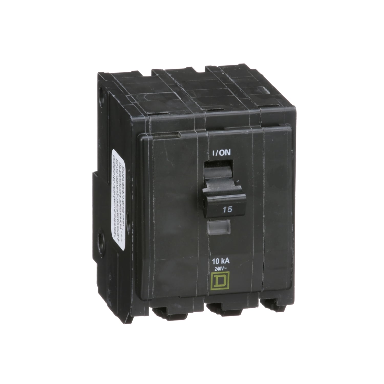 QO315 Standard Miniature Circuit Breaker, 240 V AC, 15 A, 10 kA Interrupt, 3 Poles, Thermal Magnetic Trip