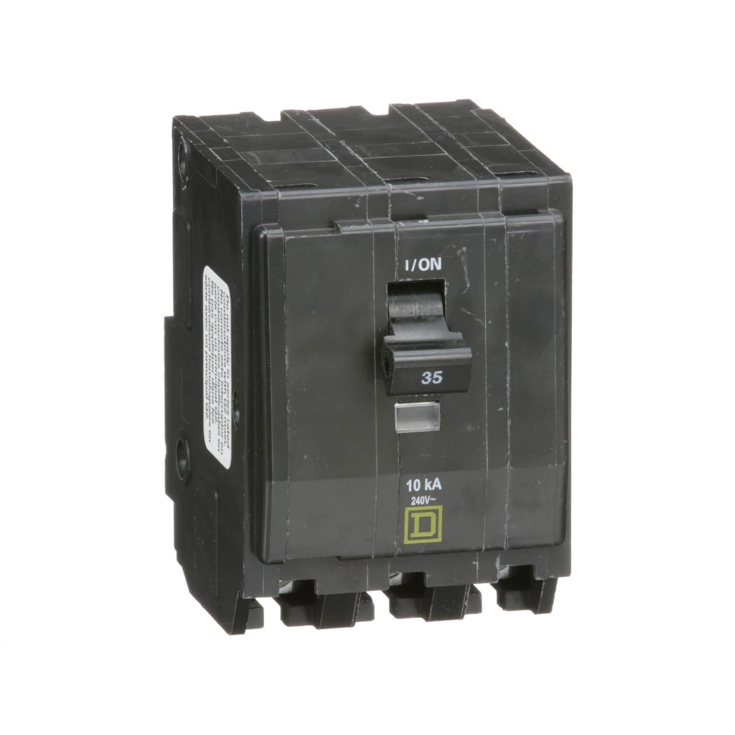 QO335 Standard Miniature Circuit Breaker, 240 V AC, 35 A, 10 kA Interrupt, 3 Poles, Thermal Magnetic Trip