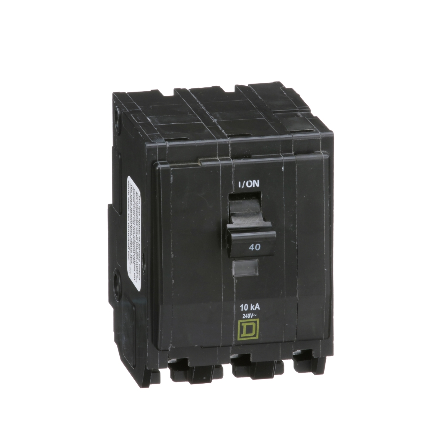 QO340 Standard Miniature Circuit Breaker, 240 V AC, 40 A, 10 kA Interrupt, 3 Poles, Thermal Magnetic Trip