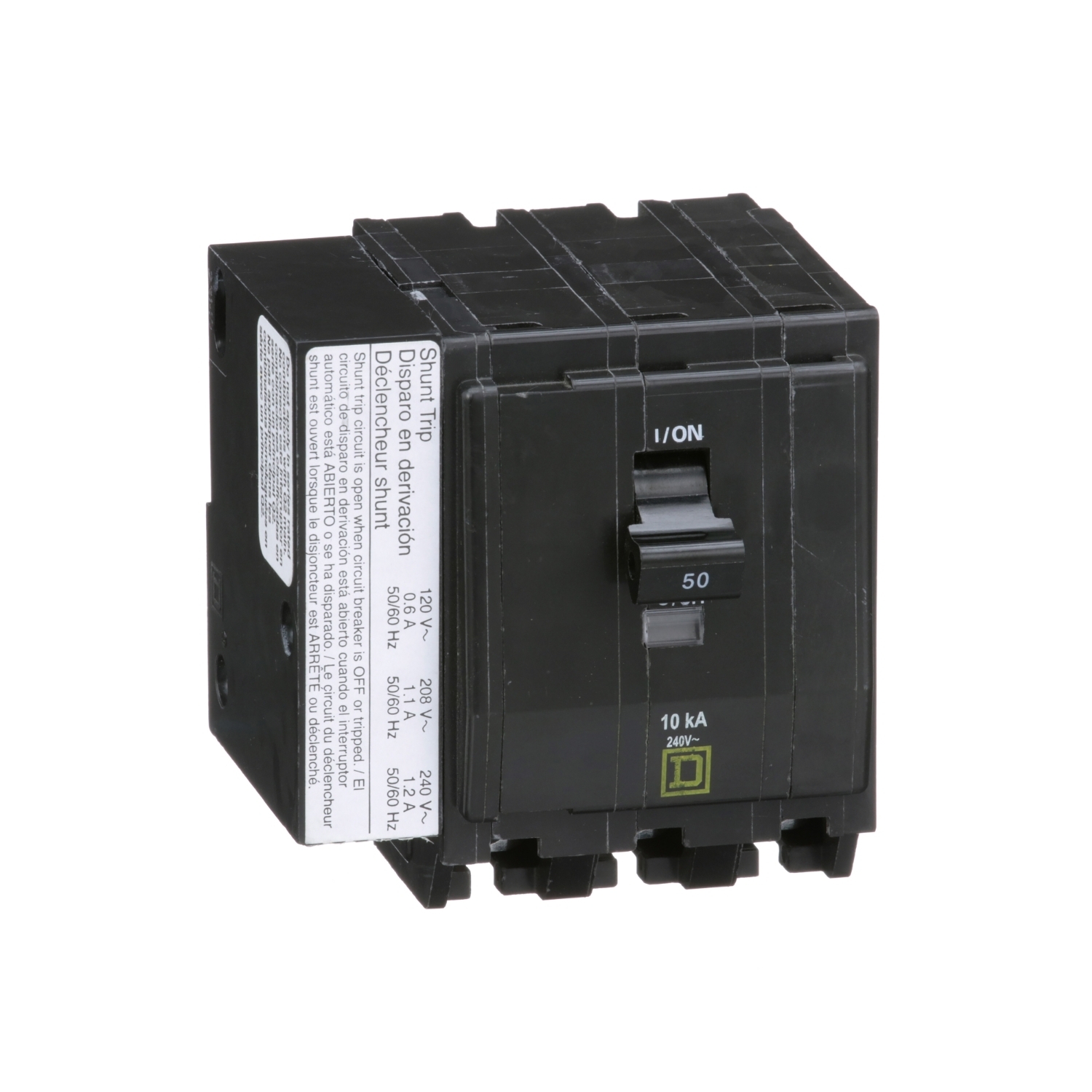 QO3501021 Standard Miniature Circuit Breaker, 240 V AC, 50 A, 10 kA Interrupt, 3 Poles, Thermal Magnetic Trip