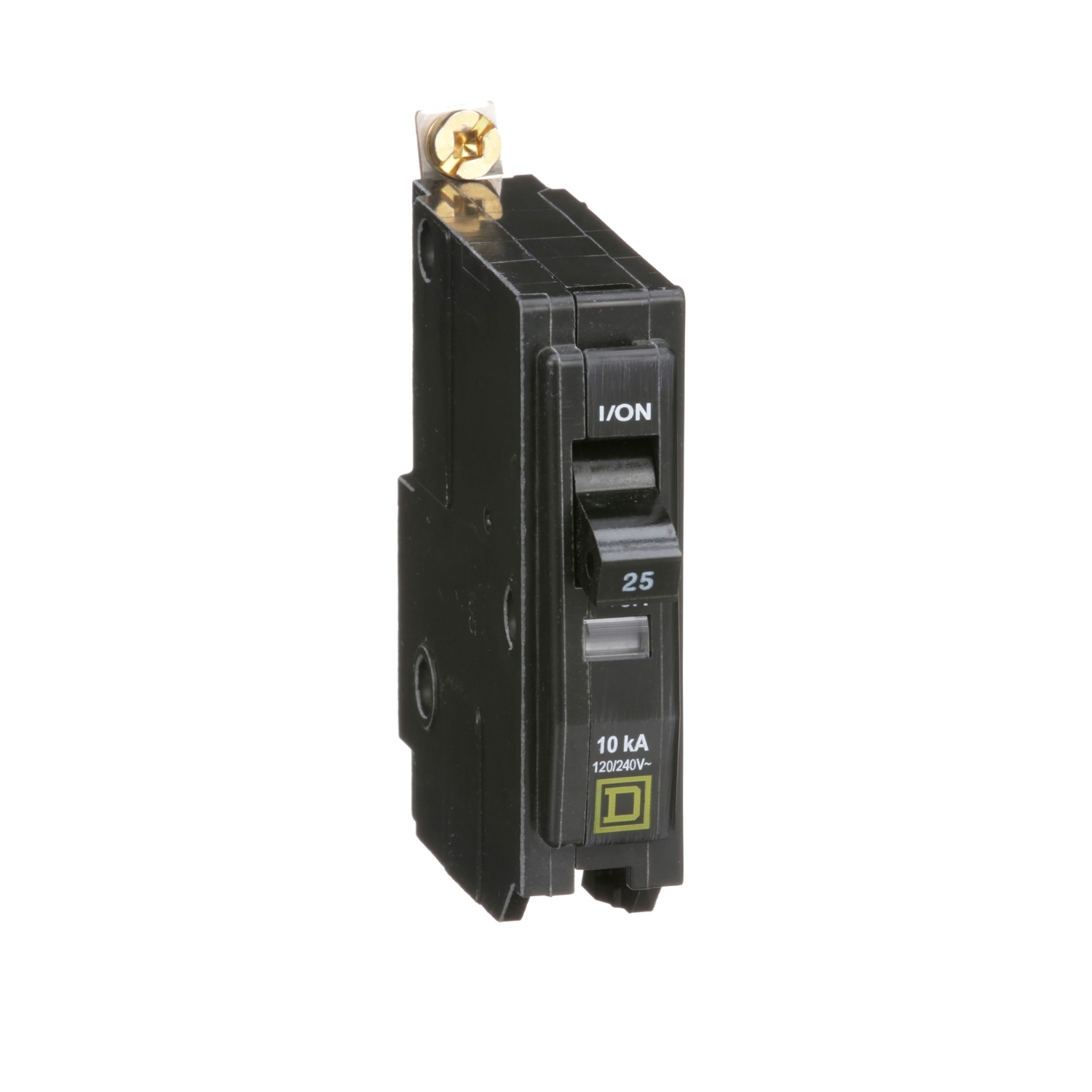 QOB125 Standard Miniature Circuit Breaker, 120/240 V AC, 25 A, 10 kA Interrupt, 1 Poles, Thermal Magnetic Trip