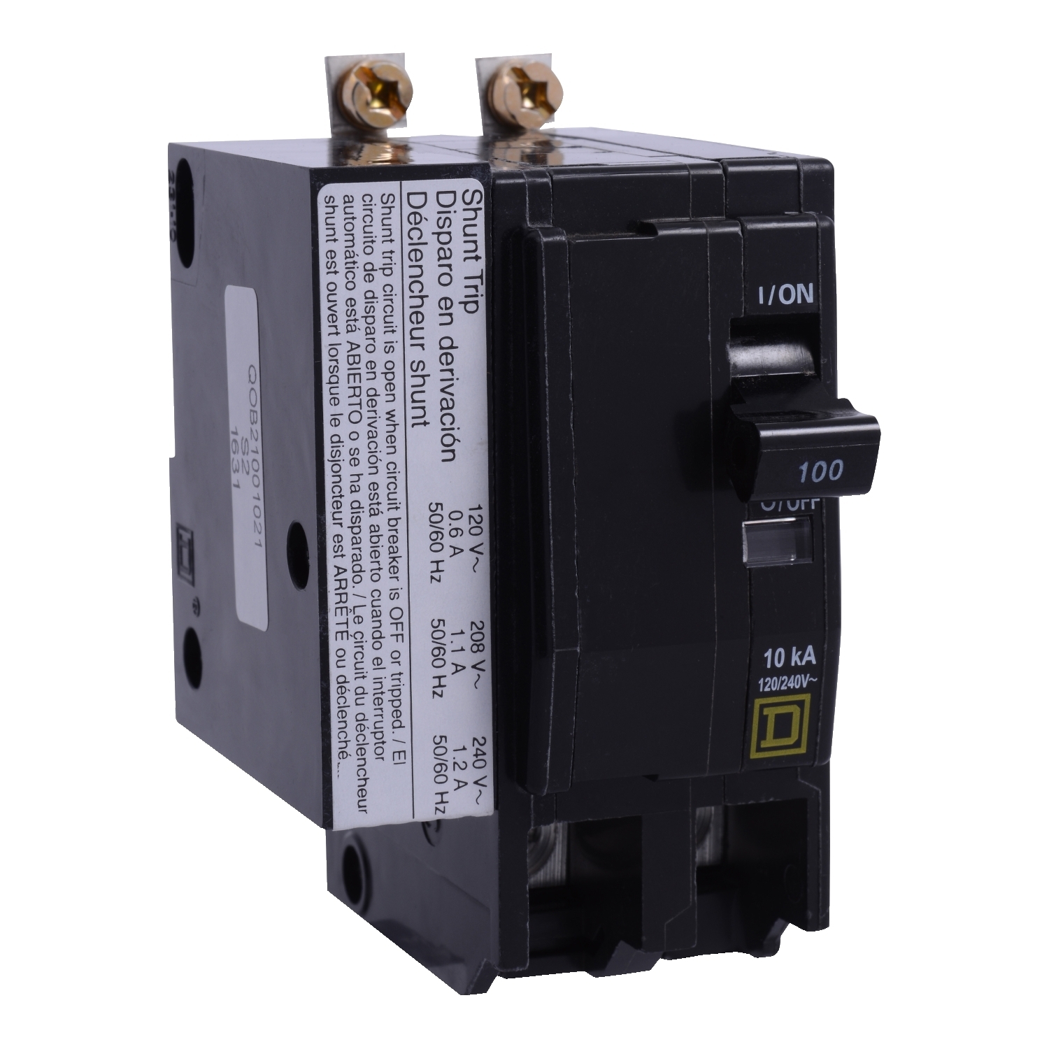 QOB21001021 Miniature Circuit Breaker, 100 Amp, 2 Pole, 120/240V