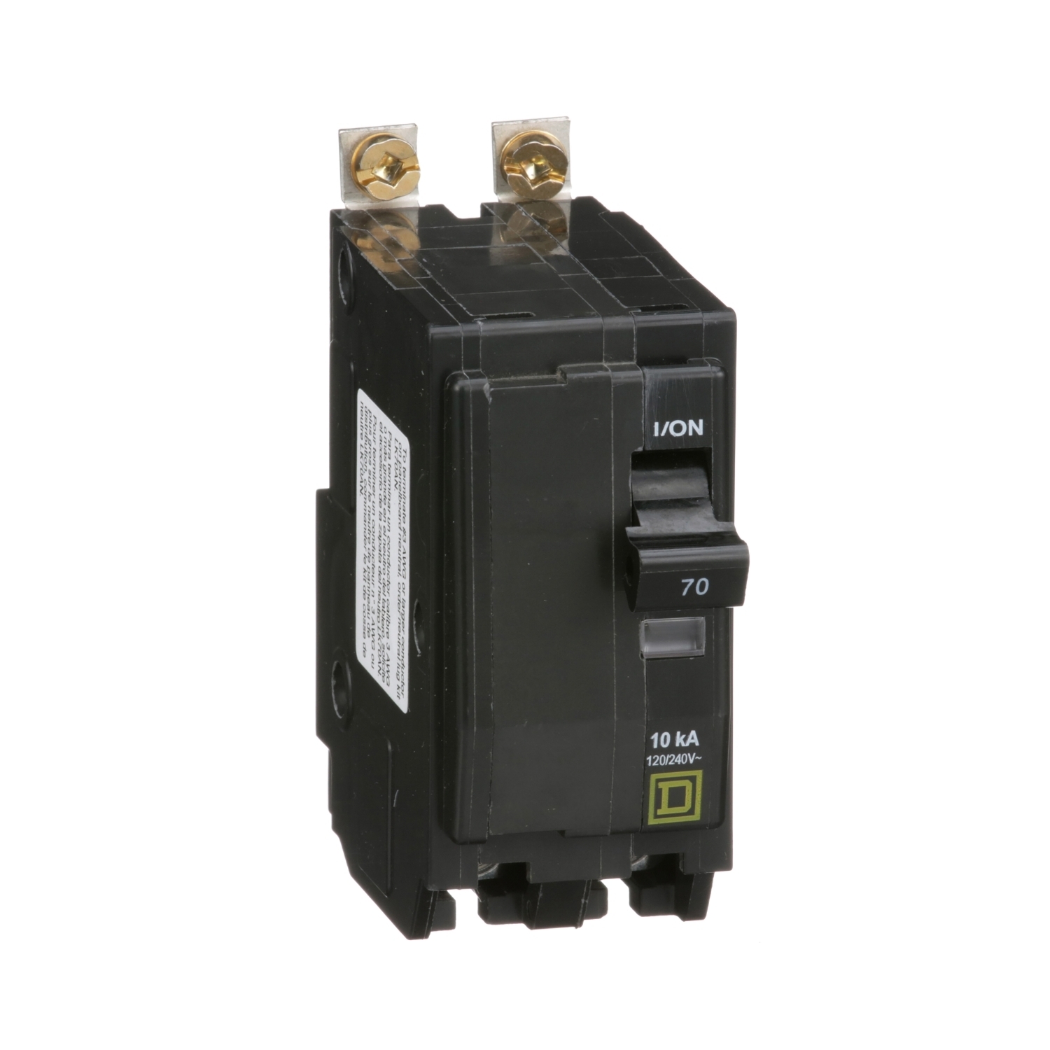 QOB270 Standard Miniature Circuit Breaker, 120/240 V AC, 70 A, 10 kA Interrupt, 2 Poles, Thermal Magnetic Trip