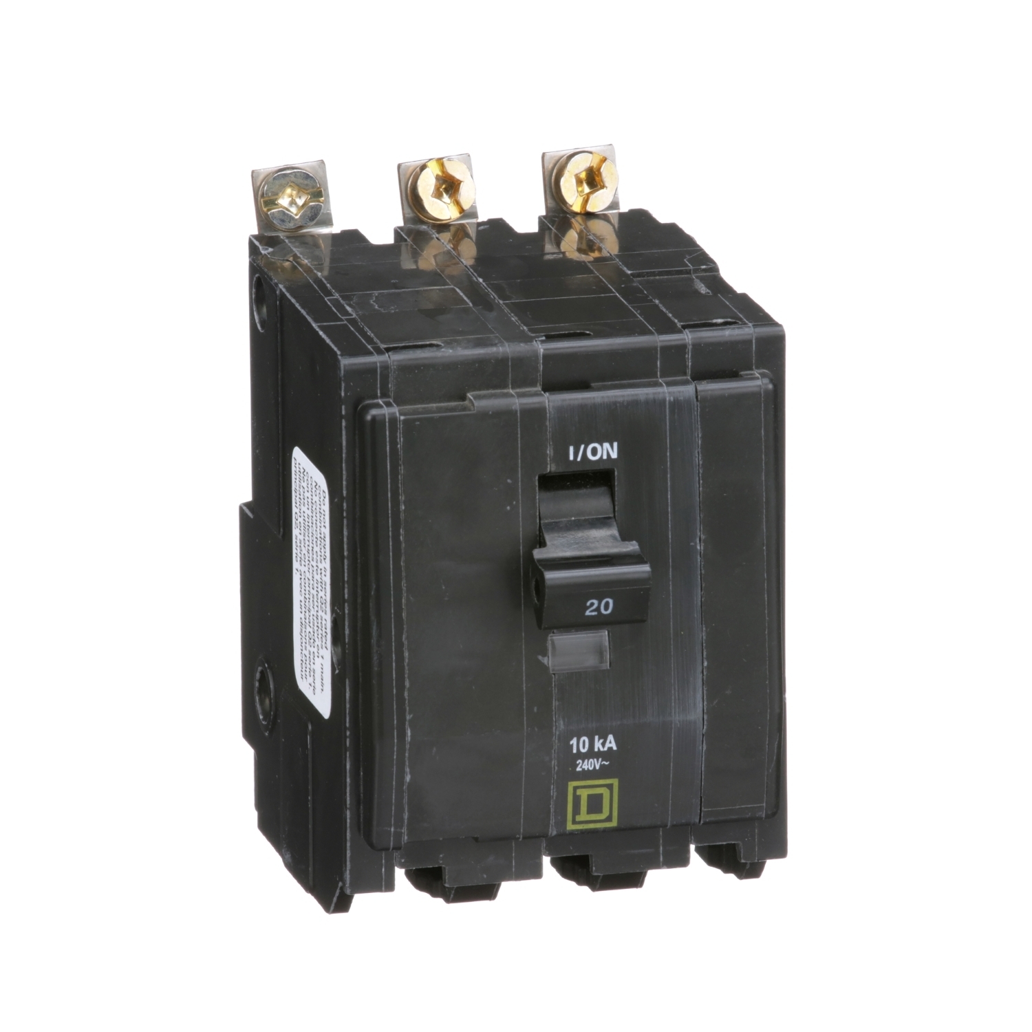 QOB320 Standard Miniature Circuit Breaker, 240 V AC, 20 A, 10 kA Interrupt, 3 Poles, Thermal Magnetic Trip