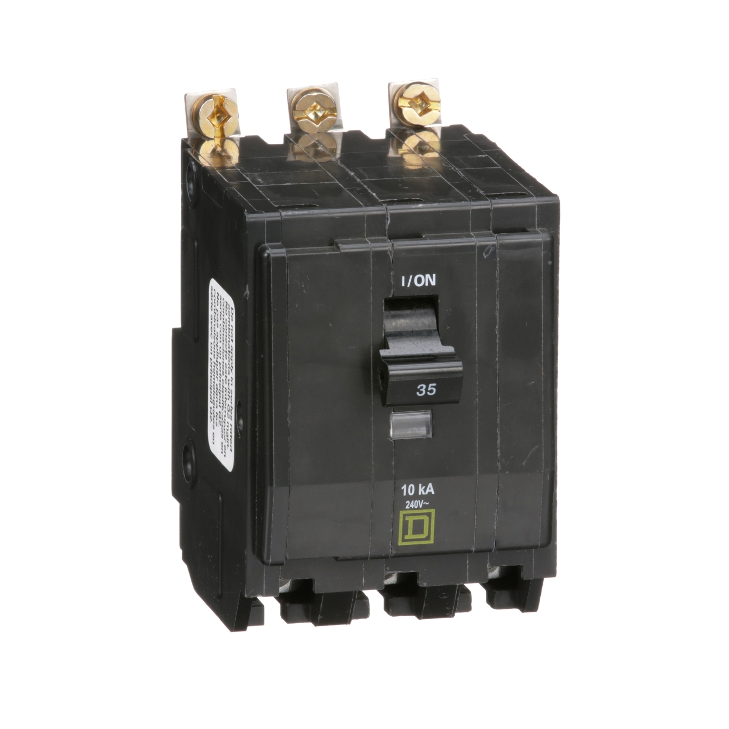 QOB335 Standard Miniature Circuit Breaker, 240 V AC, 35 A, 10 kA Interrupt, 3 Poles, Thermal Magnetic Trip