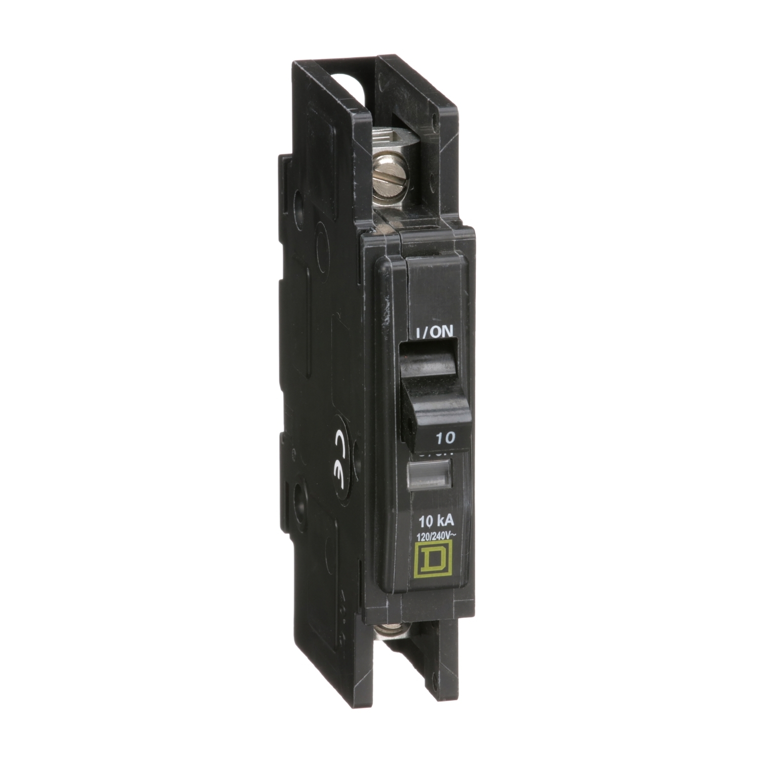 QOU110 Type QOU Standard Unit Mount Miniature Circuit Breaker, 120/240 V AC, 10 A, 10 kA Interrupt, 1 Pole, Thermal Magnetic Trip