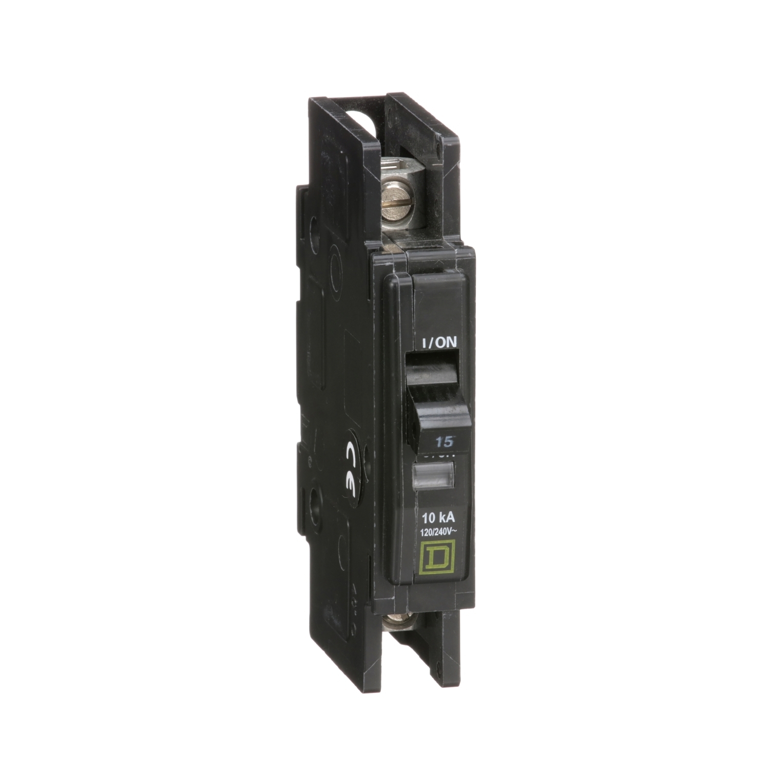 QOU115 Type QOU Standard Unit Mount Miniature Circuit Breaker, 120/240 V AC, 15 A, 10 kA Interrupt, 1 Pole, Thermal Magnetic Trip