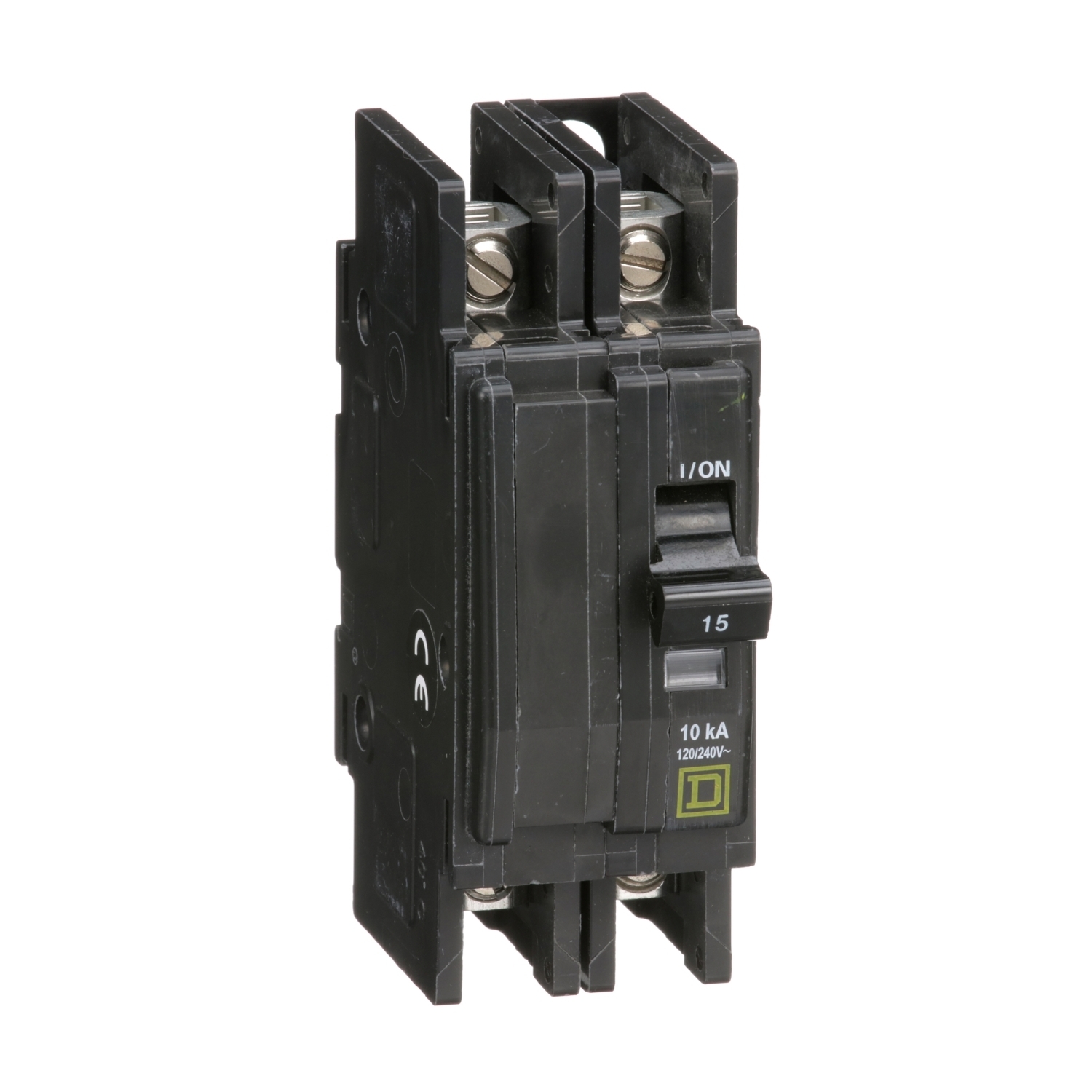 QOU215 Type QOU Standard Unit Mount Miniature Circuit Breaker, 120/240 V AC, 15 A, 10 kA Interrupt, 2 Poles, Thermal Magnetic Trip